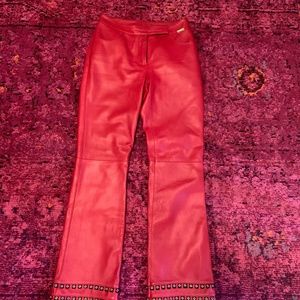 St John Sport Red Leather Pant Sz 2